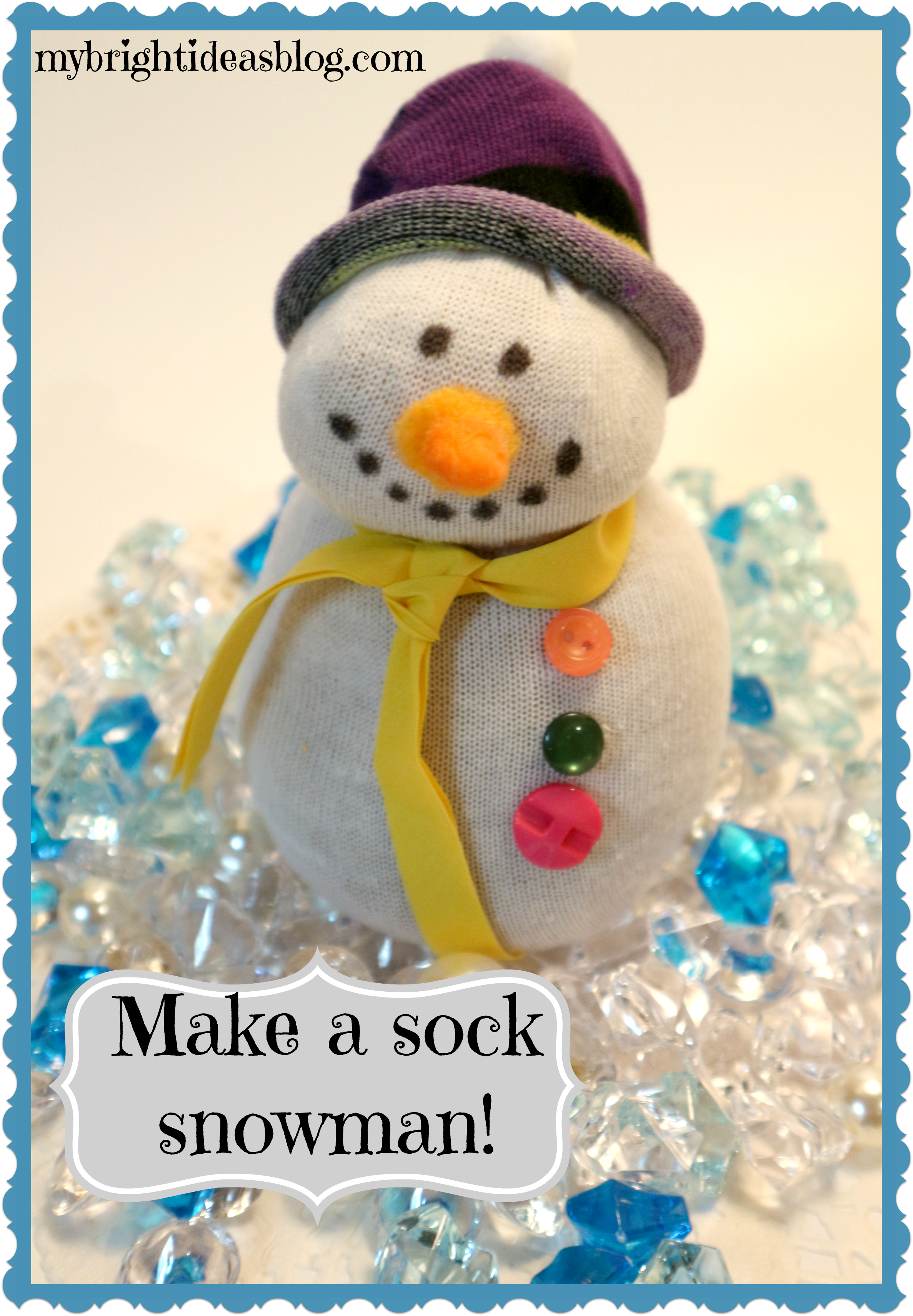 Sweet Winter DIY Craft-make a snowman out of a white sock and rice! mybrightideasblog.com