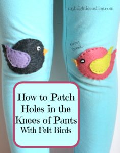 Easy Sewing Project-Felt Bird Knee Patches mybrightideasblog.com