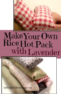 Easy Sewing Project. Sew a hold or cold rice pack. Microwave for soothing relief. Store in freezer for an instant ice pack. mybrightideasblog.com