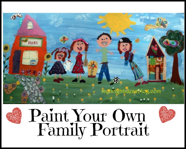 Family Portrait Painted by the Family! A great project that involves the whole family and looks great in the playroom! mybrightideasblog.com