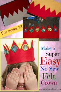 Super Easy No Sew Felt Crown DIY Tutorial for Felt Crowns. Great Princess Party Favour mybrightideasblog.com