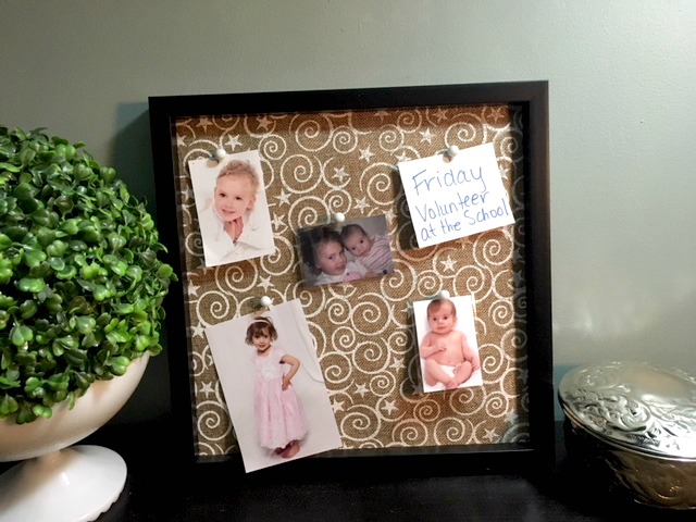 How to make a fabric covered bulletin board using dollarstore supplies. Easy project! mybrightideasblog.com