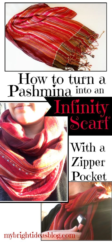 How to sew a zipper into a scarf for a hidden place to hide your passport, keys, ID or phone. Prevents pickpocketers too. mybrightideasblog.com