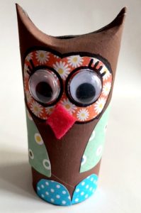 Make an owl out of a toilet paper roll. Super easy and inexpensive craft! mybrightideasblog.com