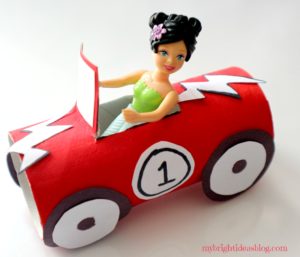How to make a toilet paper roll car. from mybrightideasblog.com