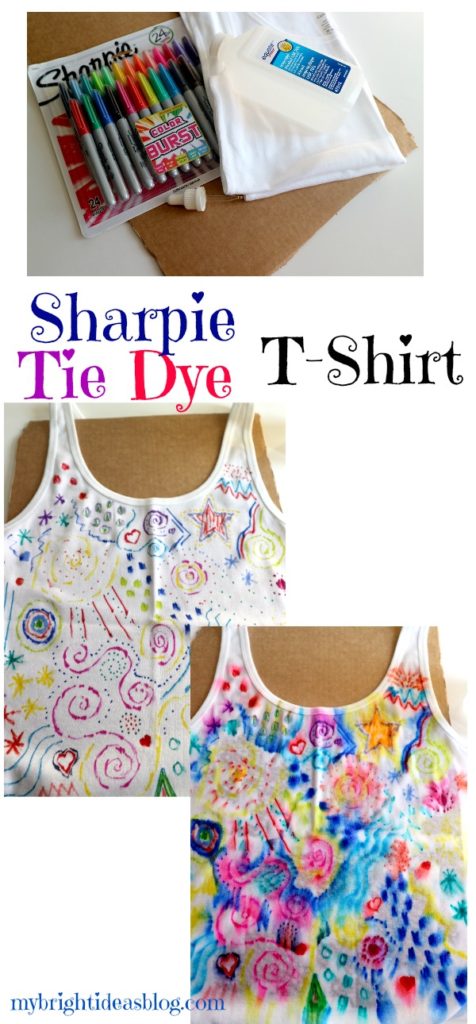 How to make a tie dye shirt using sharpies -or permanent markers- and drops of rubbing alcohol. Very Cool! mybrightideasblog.com