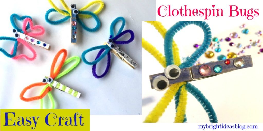 Here's an easy kids craft using clothespins and pipecleaners. Butterfly Dragonfly Bug Craft