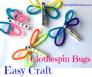 Easy craft for kids. How to make Clothespin Butterfly Dragonfly Bugs! mybrightideasblog.com