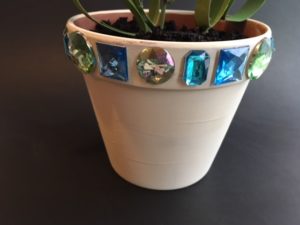 Add Gems to a Painted Terricotta Flower Pot to Jazz it up! mybrightideasblog.com