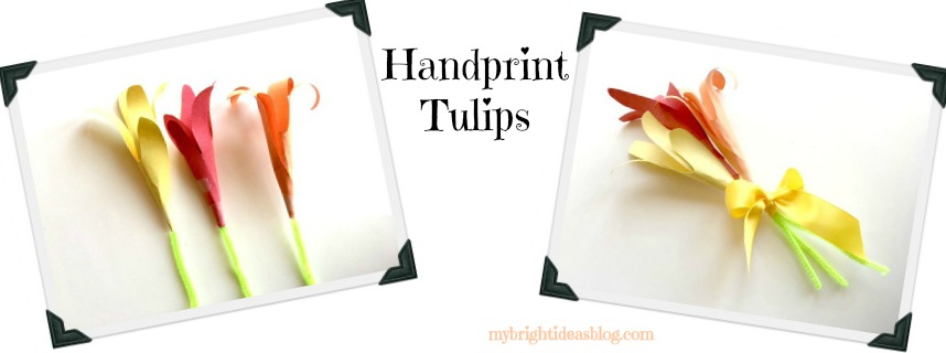 How to make a paper flower bouquet of tulips. Super easy kids crafts. mybrightideasblog.com