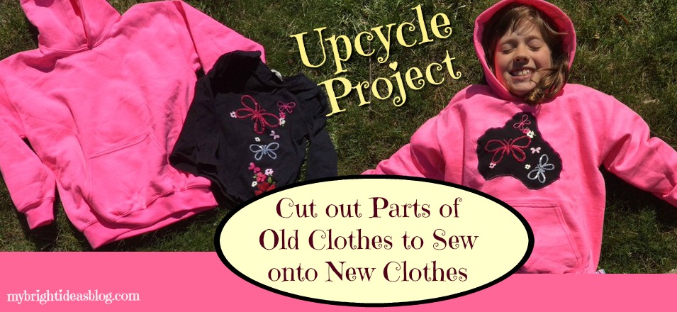 Don't toss out your favourite baby clothes. Cut out the best parts and sew onto plain new clothes! Easy upcycle project! mybrightideasblog.com
