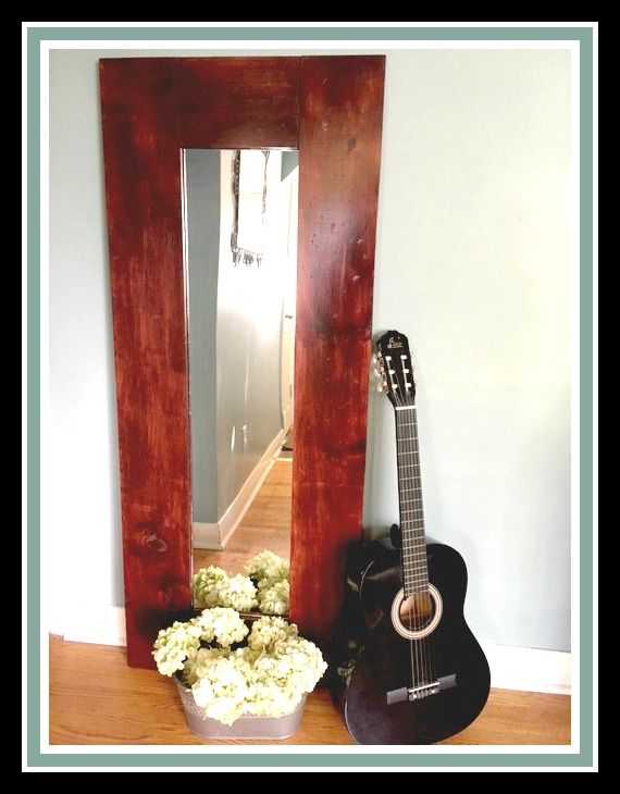 How to make an easy wood frame for your inexpensive mirror. Upcycle mirror project! mybrightideasblog.com