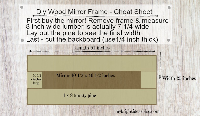 How to make a super easy rustic wood frame for a cheap mirror. mybrightideasblog.com