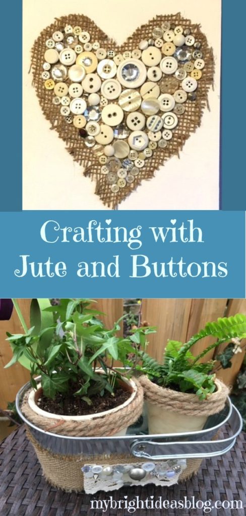 2 Craft Ideas for Dollar Store Items. Make these Crafts with Jute and Buttons. Super Easy Craft! mybrightideasblog.com