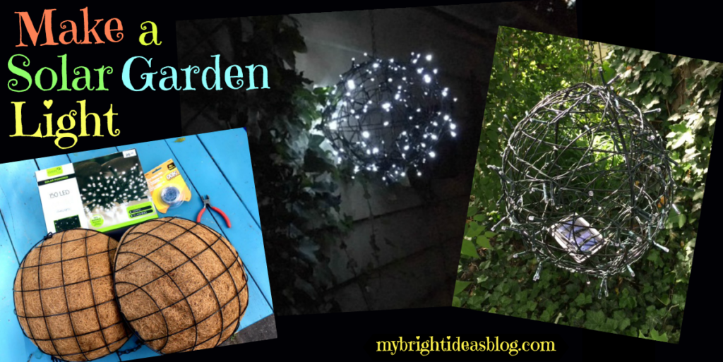 How to make a Garden Solar Light Sphere from 2 wire planters! mybrightideasblog.com