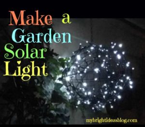 Easy project to make a solar garden light with 2 wire planters, string of solar lights and twist ties. mybrightideasblog.com