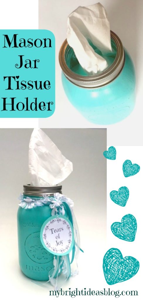 Make this easy project from a mason jar, paint, tissues. It can co-ordinate to a baby nursery or wedding party colours. mybrightideasblog.com