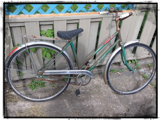 Find a used old bike that you can spray paint and create a painted planter bicycle feature. mybrightideasblog.com