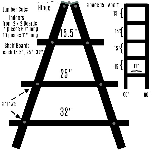 How to make a Diy Plant Ladder Stand Shelf. The lumber only costs $20 and its such an easy woodworking project! mybrightideasblog.