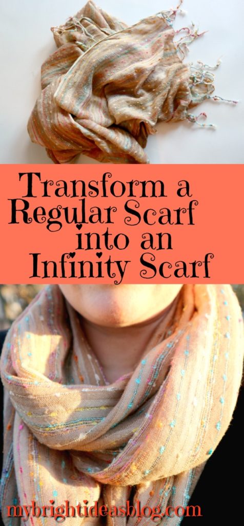 Scarf DIY! Turn a Regular Scarf into an Infinity Scarf. Easy Sewing Project! mybrightideasblog.com