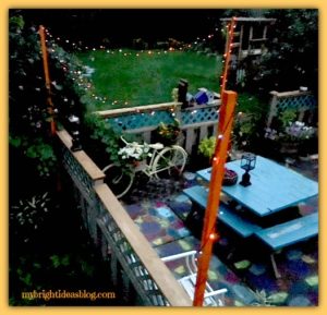 Add Twinkle to Your Backyard with Solar Powered Lights. Backyard Lighting is the perfect patio touch. This Diy cost only $20. mybrightideasblog.com