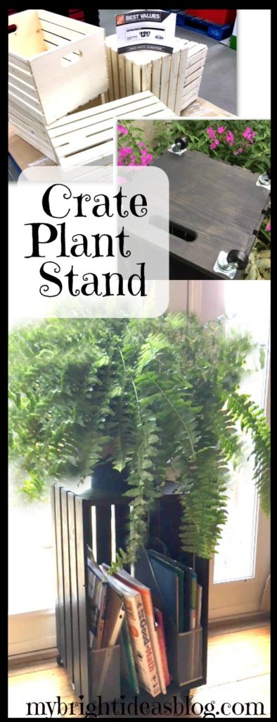 Take a basic plain wooden crate and turn it into a side table or plant stand. Super easy project! mybrightideasblog.com