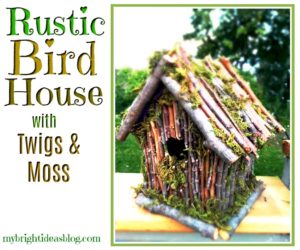 Want a Rustic Garden? Make a Beautiful Bird House with Twigs and Moss. Inexpensive, easy natural craft project. mybrightideasblog.com