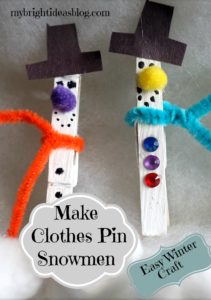 Clothes Pin Snowman - Make Easy Kids Craft - My Bright Ideas