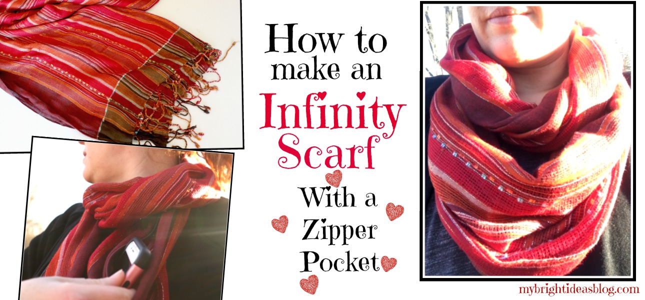 How to Make an Easy Infinity Scarf with Zipper Hidden Pocket My