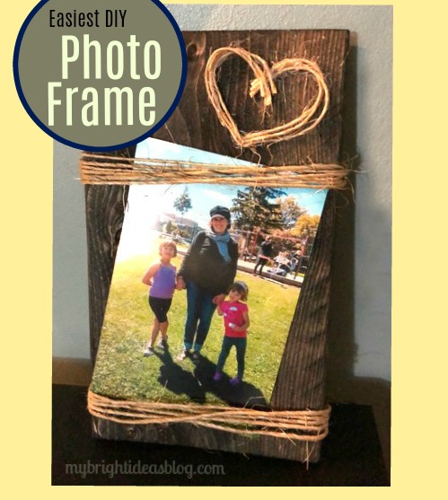 Rustic Picture Frame Diy. Use up scrap wood by adding twine and make a lovely gift. mybrightideasblog.com