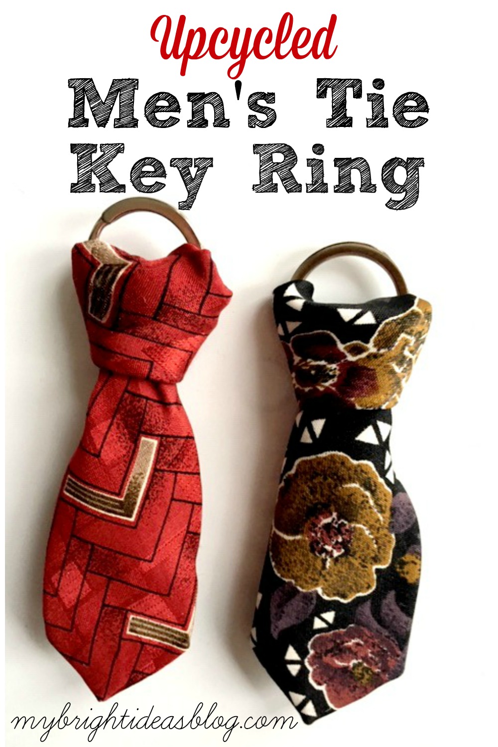 Upcycle Men's Necktie for a fun Dad Gift Key Ring - My Bright Ideas